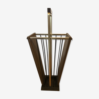 Vintage umbrella stand in metal and wood