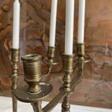 Pair of 3-spoke brass candlesticks