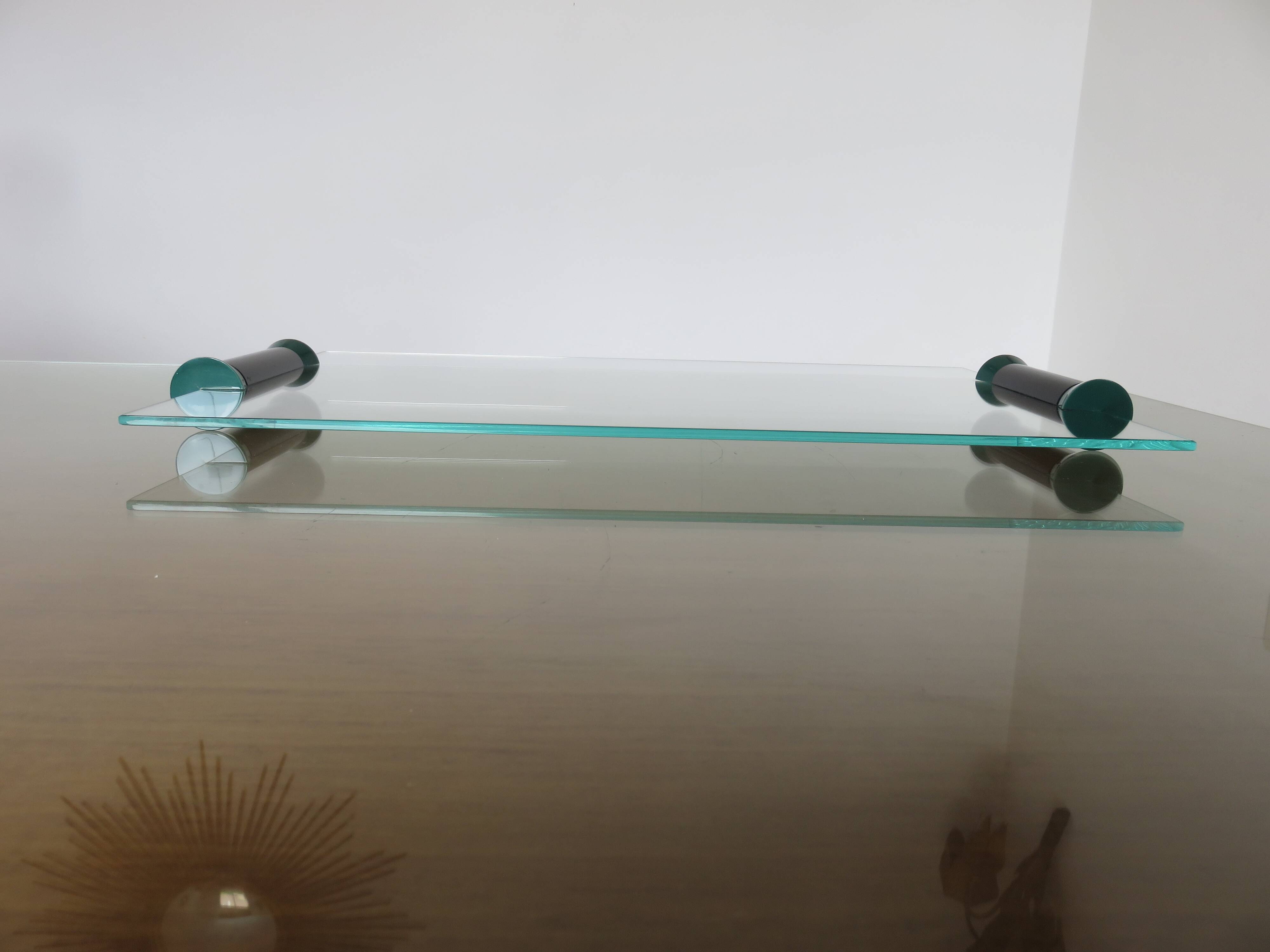Plateau en verre et polycarbonate années 80 ers Memphis
