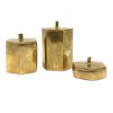 Set of 3 solid Brass boxes , De Falco Italy 1970s