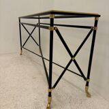 Console neo-classique laquée noir et laiton