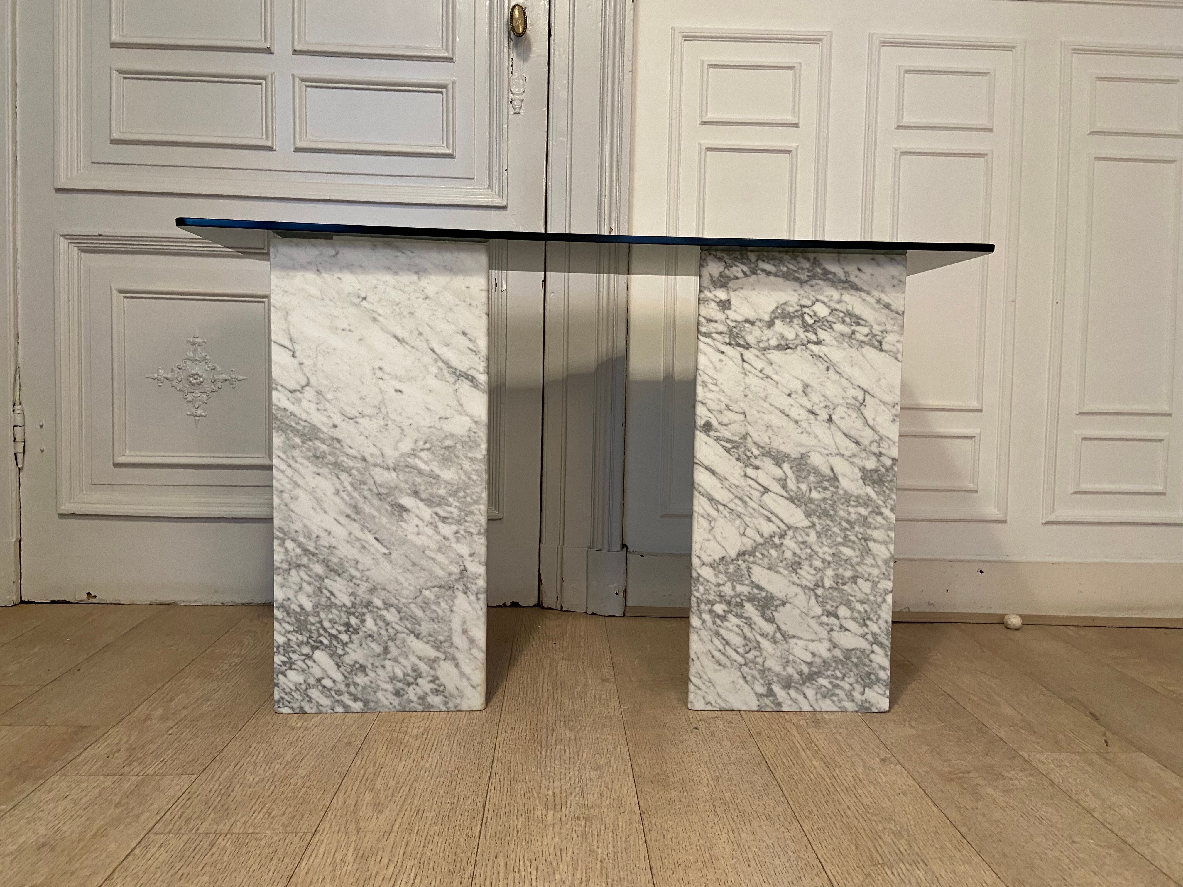 Marble console and smoked glass, Italy, 1980s
