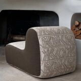 Pair of reupholstered vintage armchairs
