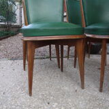 Series 6 chairs imitation green leather 1950