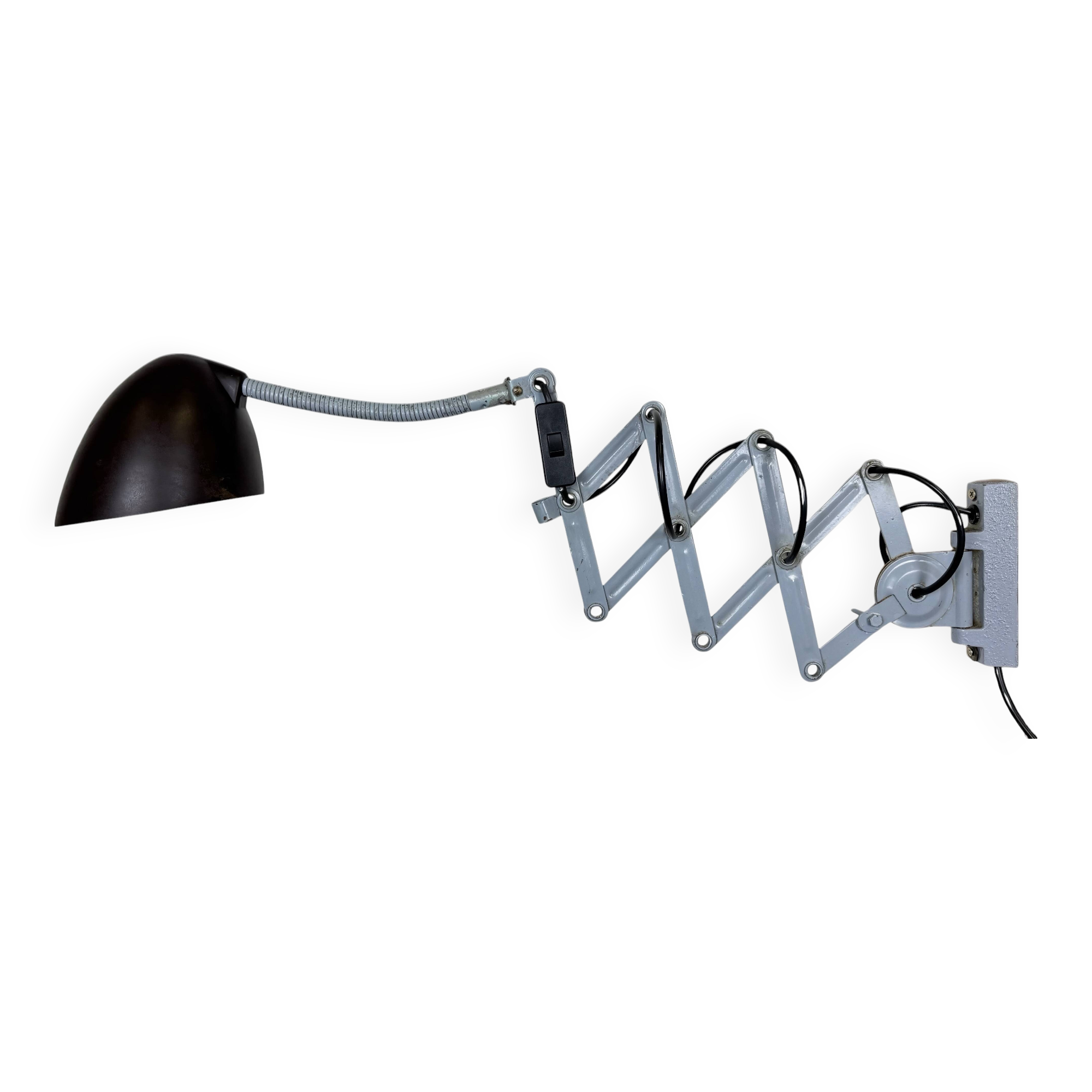 Grey Industrial Scissor Wall Lamp from Elektroinstala, 1960s