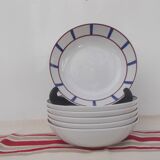 Set of 18 basque plates in blue and red porcelain