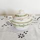 Antique green and gold English porcelain sugar bowl