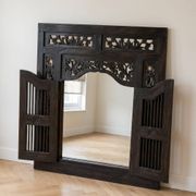 Miroir colonial en bois massif ébène 90 cm
