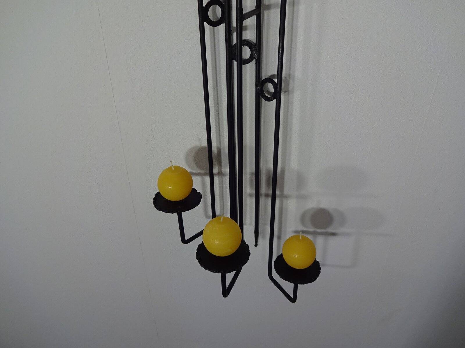 Brutalist German Iron Wall Candleholder, 1960s