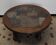 Round coffee table in oak and vintage stones