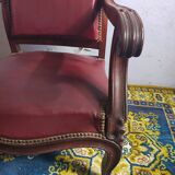 Series of 6 Louis XV armchairs in mahogany and leather