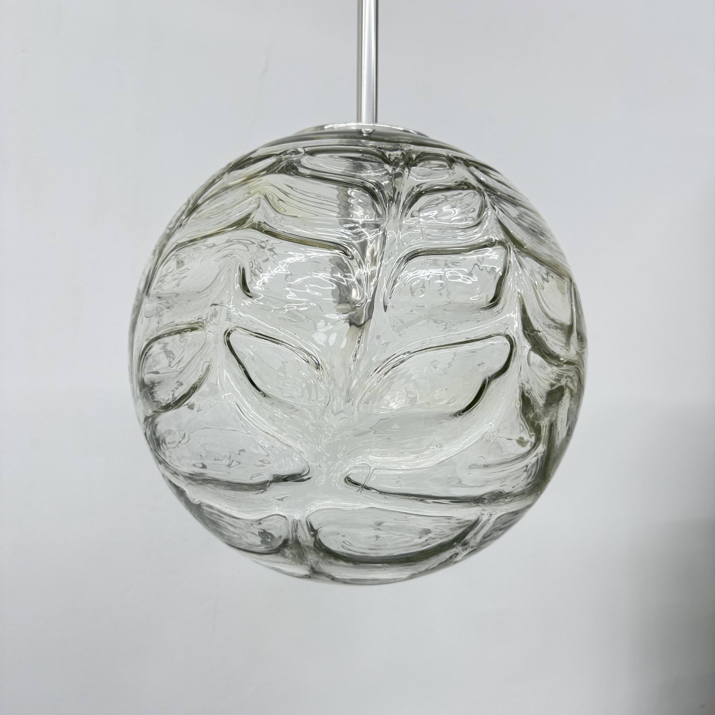 Doria leuchten glass hanging lamp , 1970s