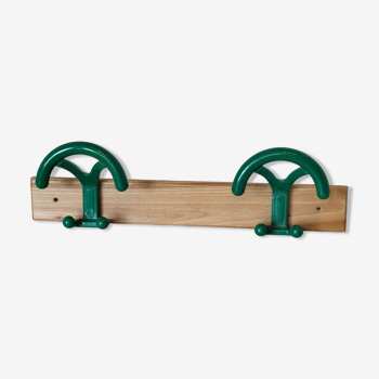 Vintage coat rack 2 hooks design Ghidini made in Italy green