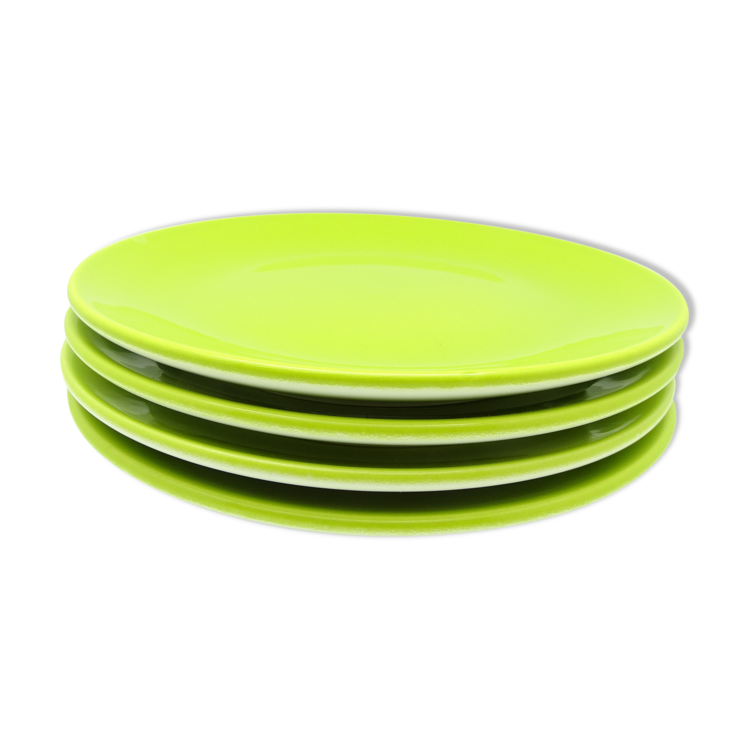 Set of 4 green ceramic plates