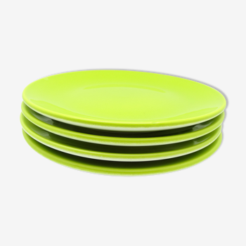 Set of 4 green ceramic plates