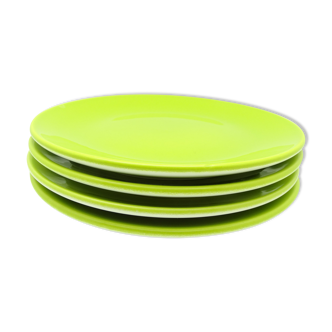 Set of 4 green ceramic plates