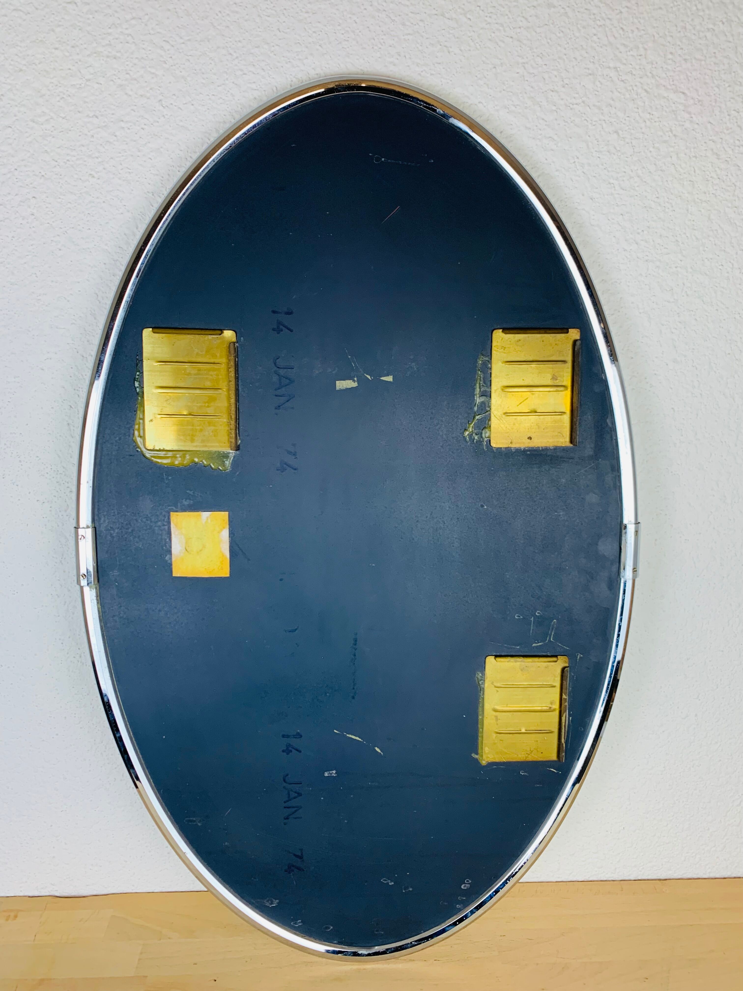 Oval mirror 51 x 81 cm chrome 1970