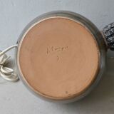 Blue enamelled sandstone lamp, signed