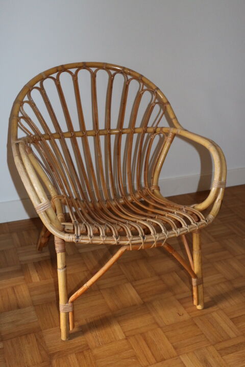2 fauteuils rotin adulte 1960