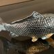 Pair of vintage fish mail holders in silver metal