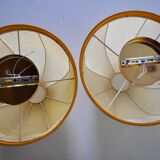 PAIR OF XL "COCOON" WALL LIGHTS, RESIN AND PINE, ITALY, 1970