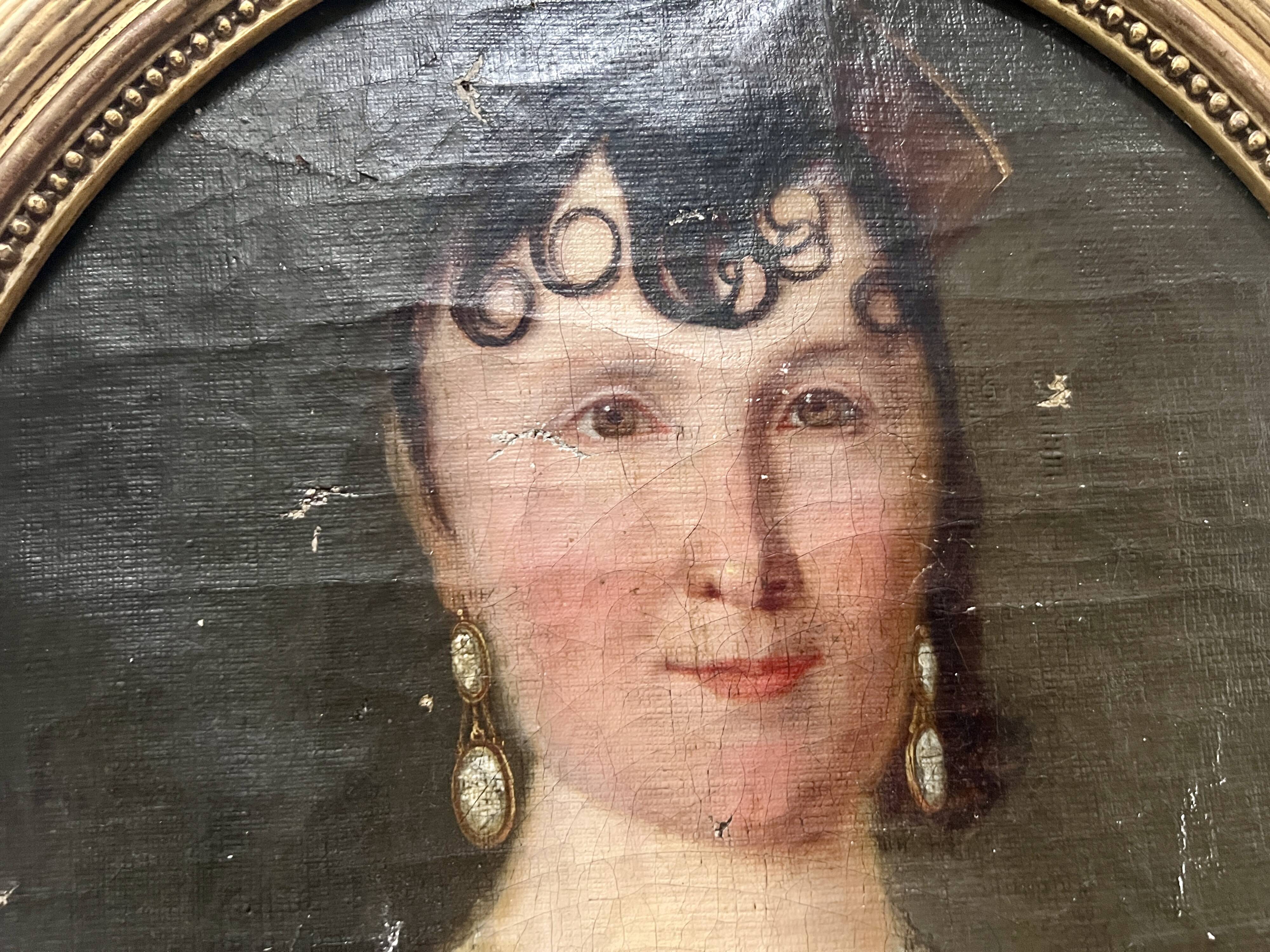 Oil on canvas "Bust of a Woman" 19th century