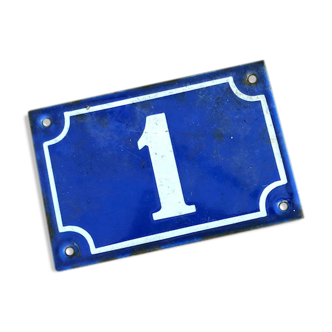 Plaque émaillée ancienne : numéro 1