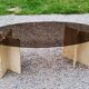 70s travertine and smoked glass designer coffee table