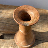 Candle holder in beige brown enamelled sandstone