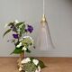 Vintage tulip pendant light in white and gold frosted glass