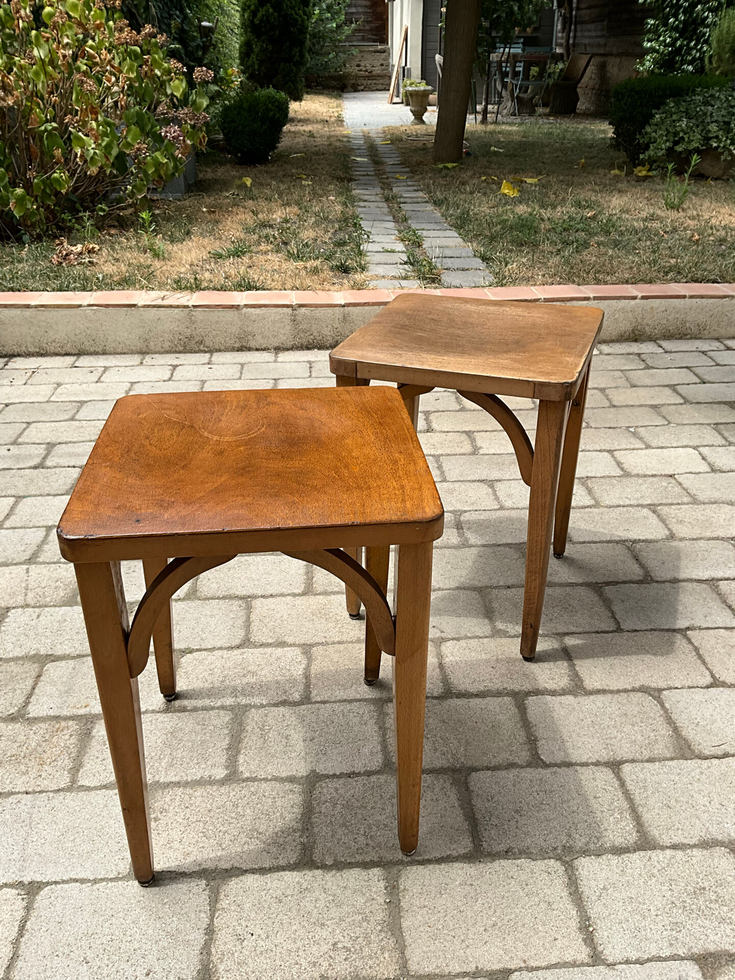 Luterma stool pair in beech – France, 1950s