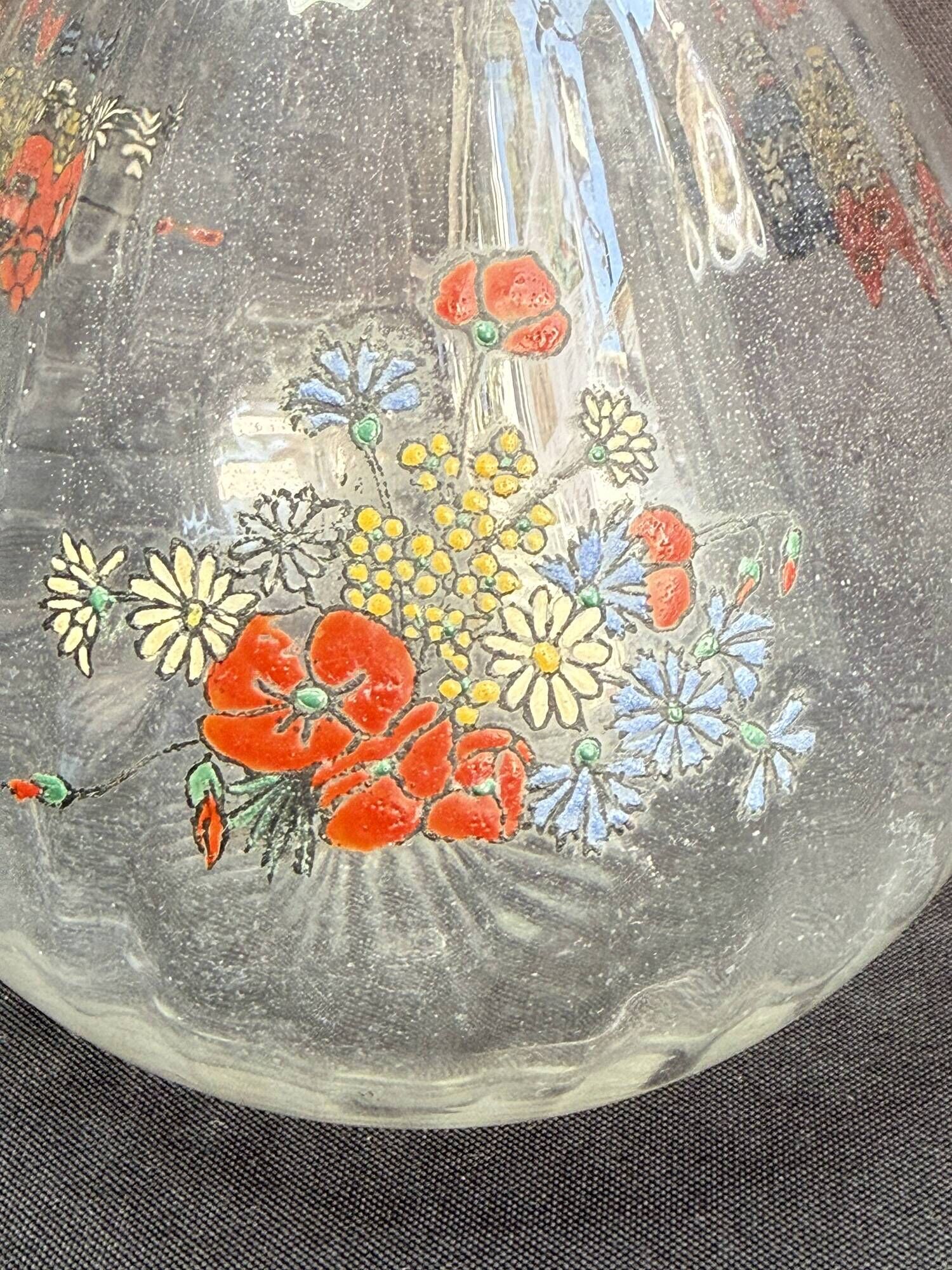 Enamelled glass service signed
