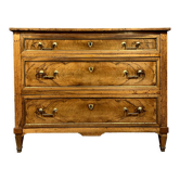 Louis XVI style walnut commode with gilded brass inlays circa 1780.