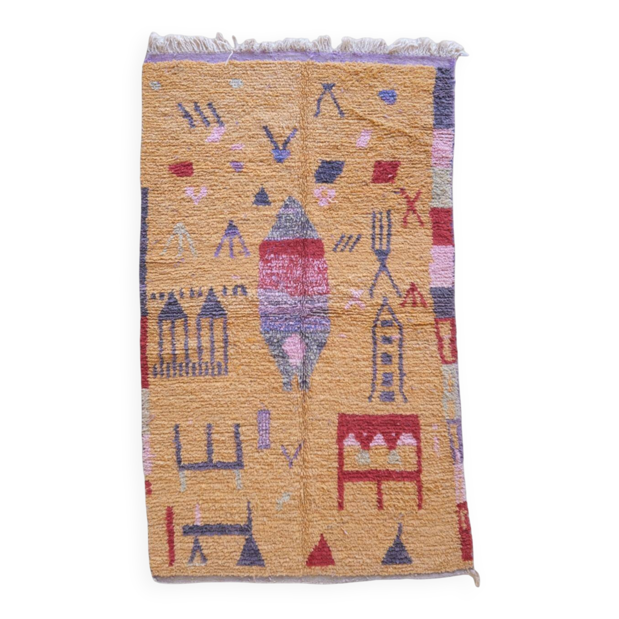 Modern Orange Berber Rug - 250 X 150 cm