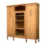 Armoire parisienne vitrée Art Déco asymétrique en chêne brut, 1930