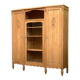 Asymmetrical Art Deco glass-fronted Parisian wardrobe in raw oak, 1930.