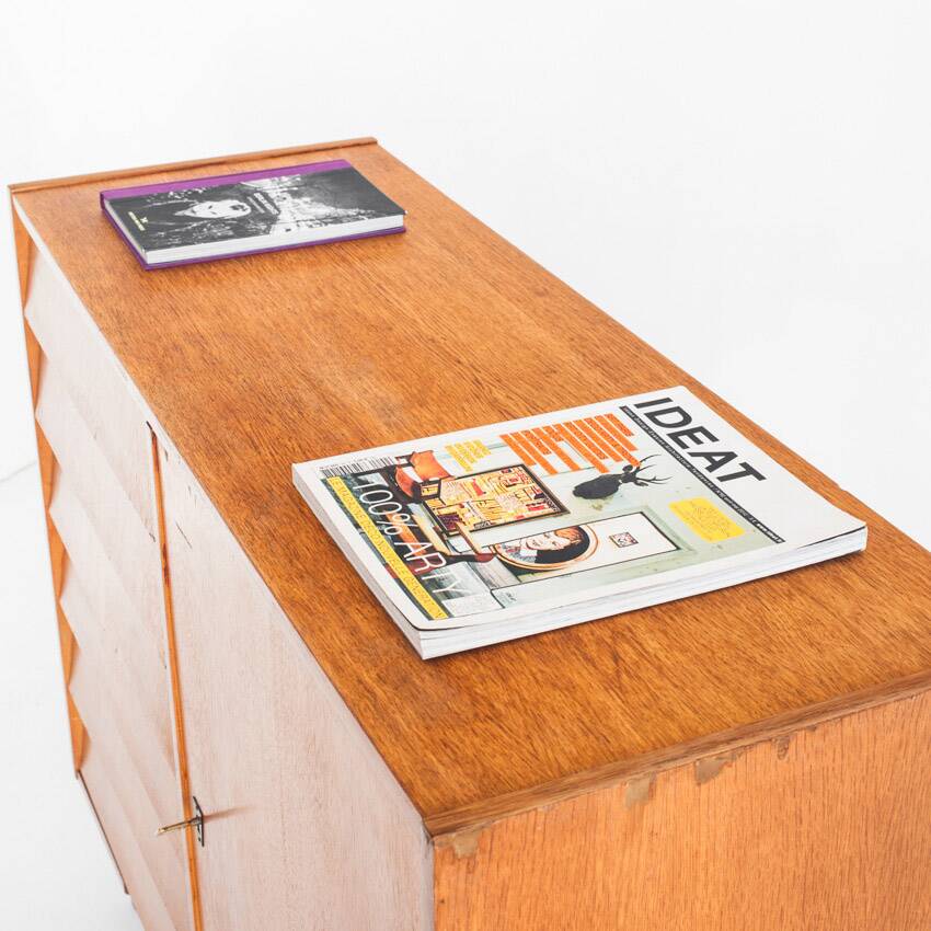 Vintage sideboard. Oak wood, drawers and door. France, 1960s
