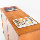 Vintage sideboard. Oak wood, drawers and door. France, 1960s