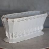 White enameled cast iron vase, art deco vase, art deco planter, collection