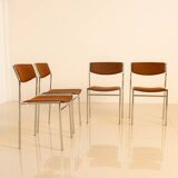 Ensemble de 4 chaises marrons par Gijs van der Sluis 60's