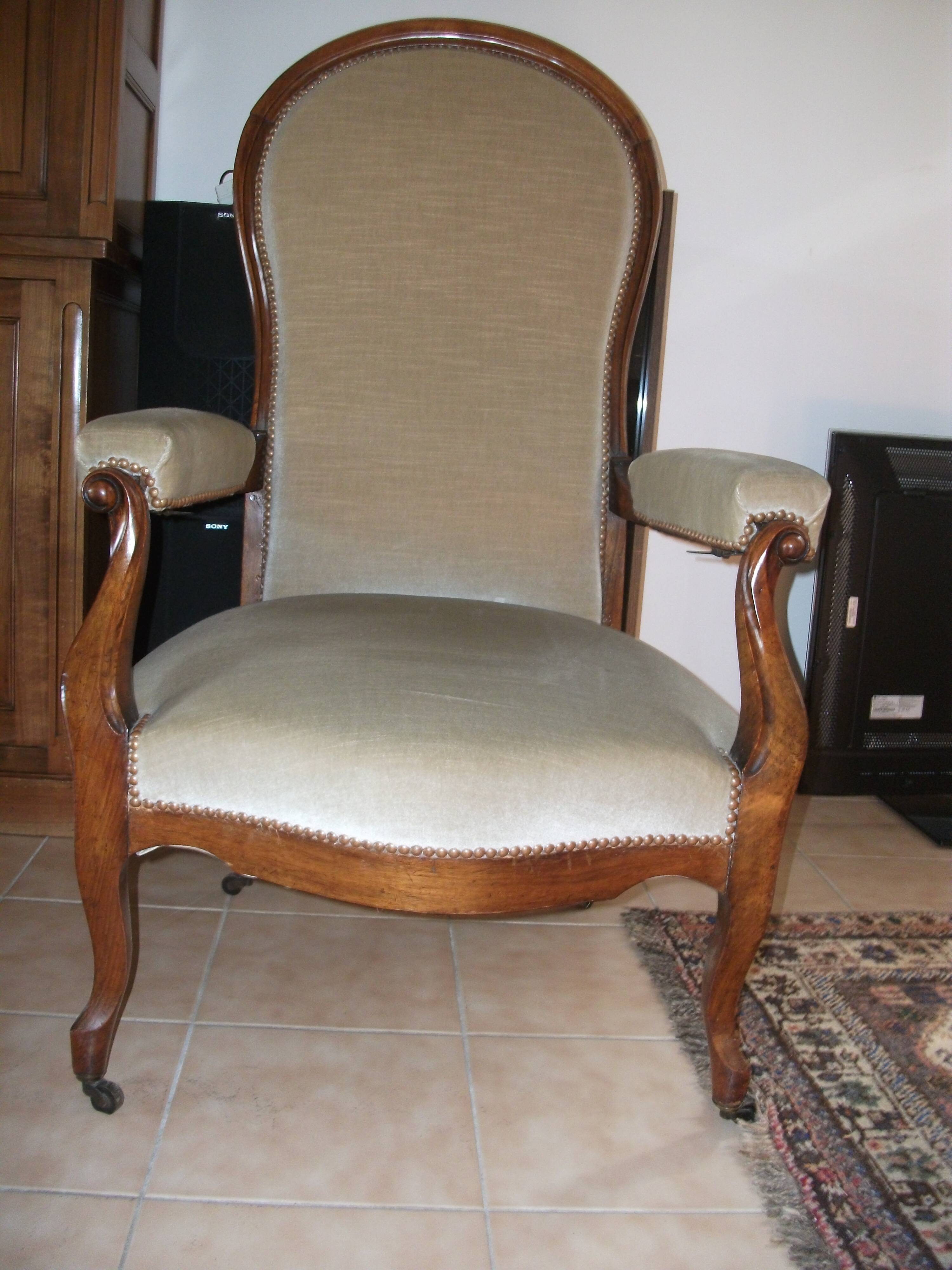 beige velvet armchair