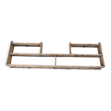 Large vintage wall shelf in raw wood