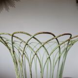 Cache pot tripod in pale green metal and yellow 50 60 years