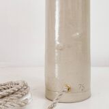 Lampe grès et jute écrue