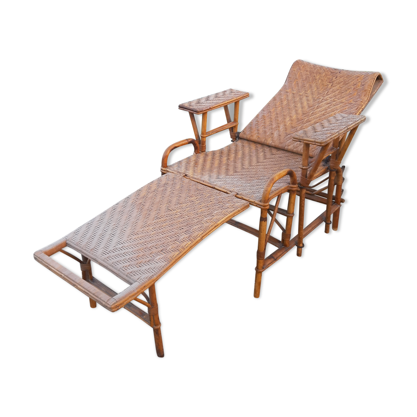 Long Bamboo and rattan chair 1900