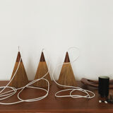 Teakwood and raffia bast cascading lamp by Rispal
