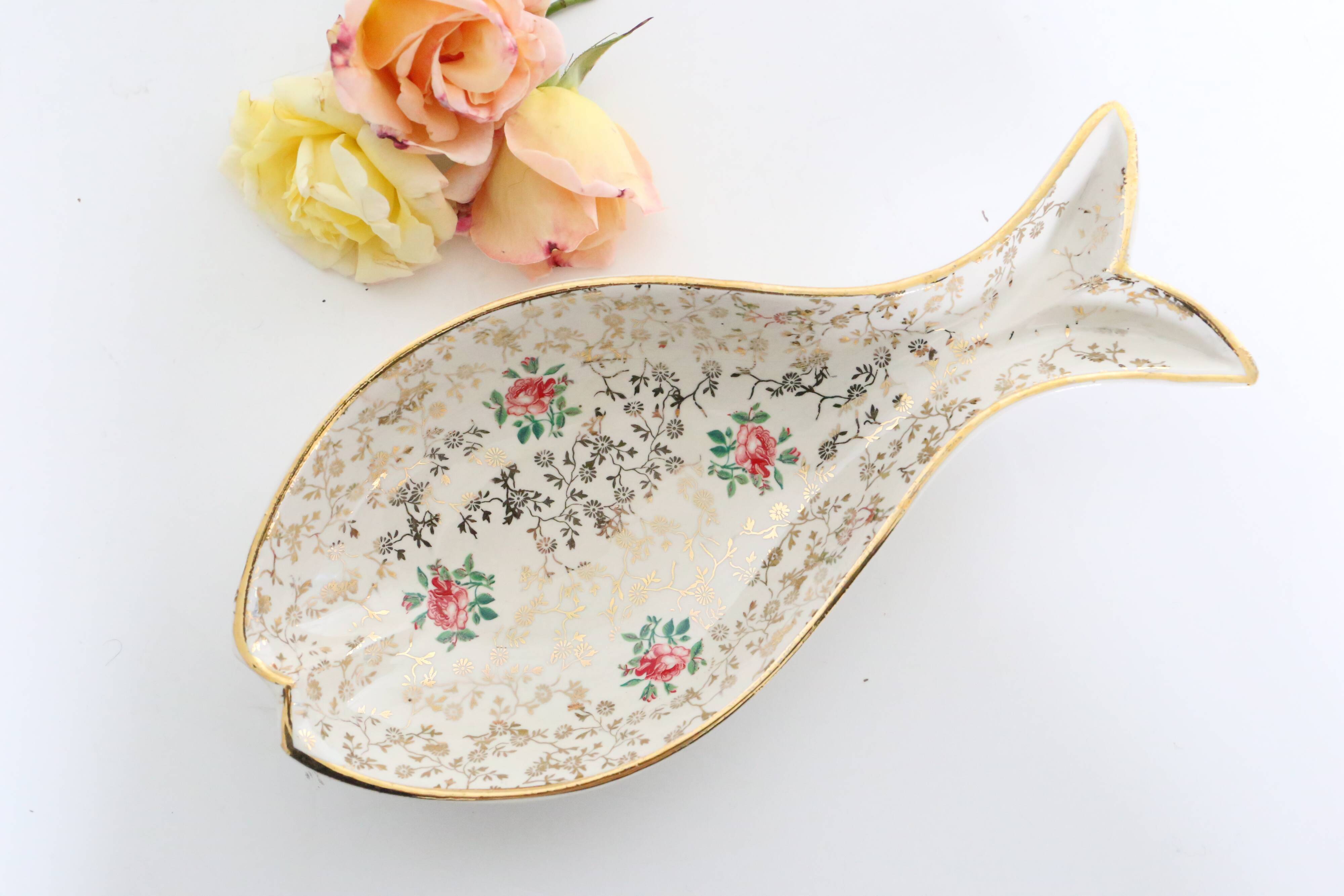 Ceramic ravier, fish shape, Sarreguemines