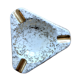 Golden and white flowery ashtray