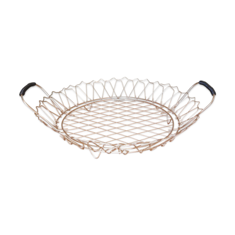 Gold metal basket with vintage scoubidou handles