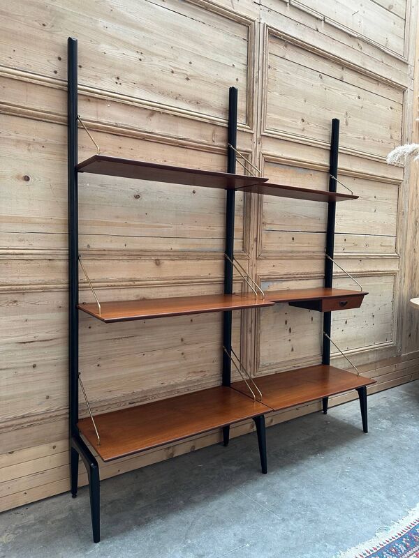 Étagère modulable en teck par Louis Van Teeffelen 1950’s